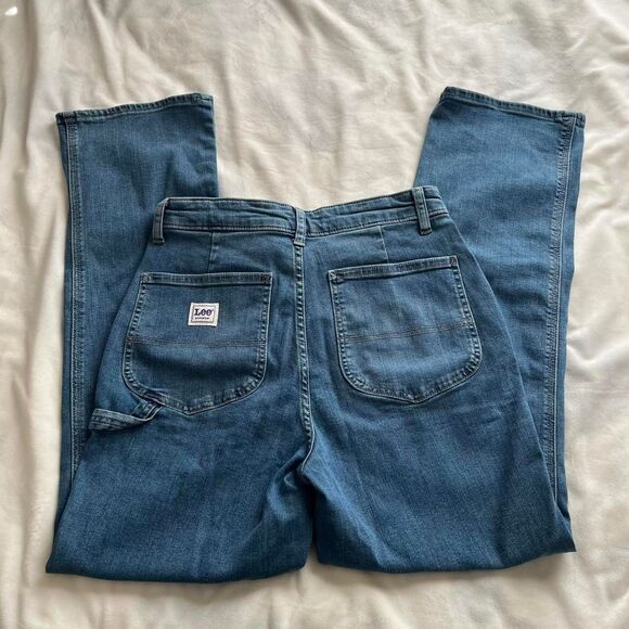 Vintage Lee Workwear straight leg high rise mid wash Carpenter Jeans size 10 - Picture 2 of 8
